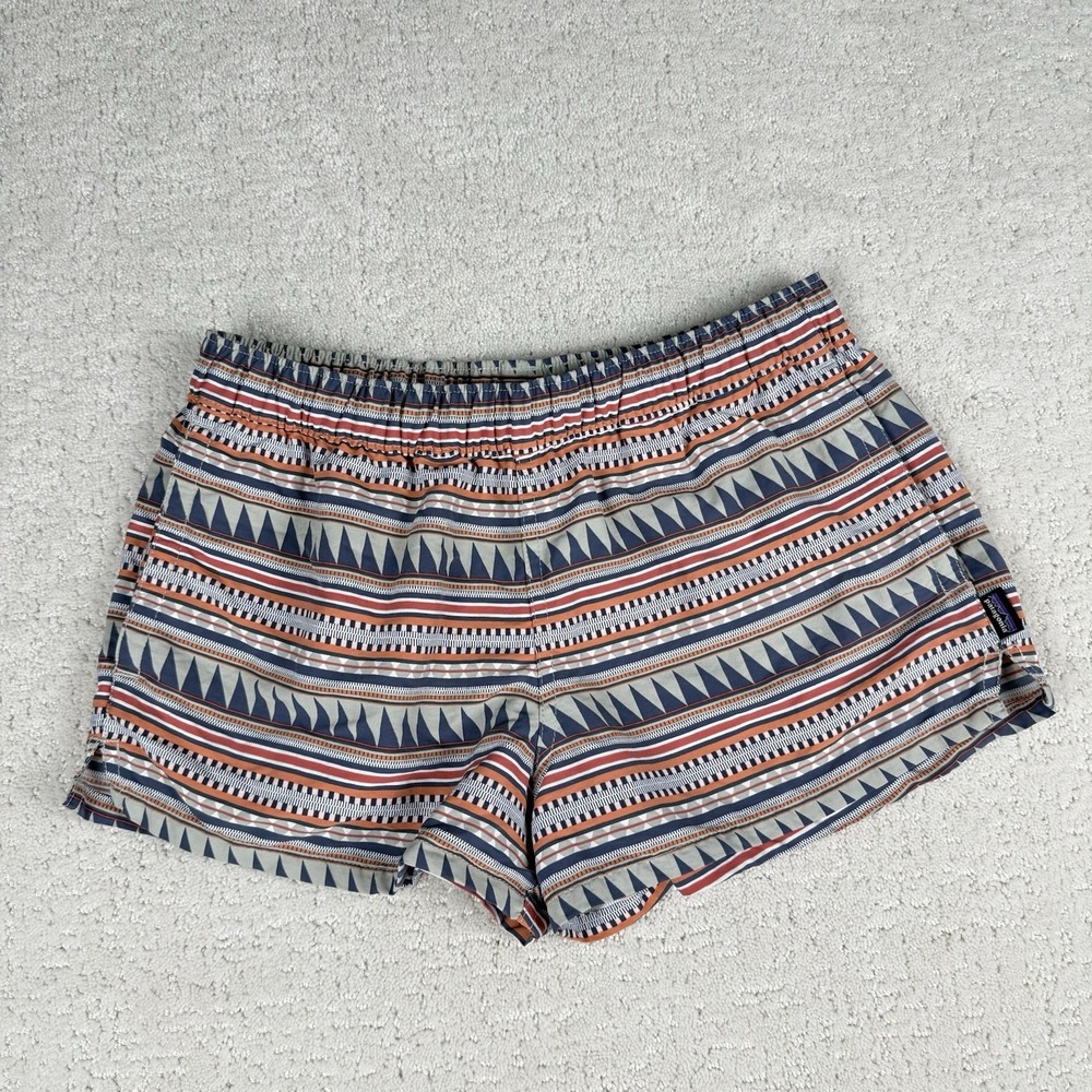 Patagonia Baggies Shorts Womens S Orange Blue Geometric Tribal Print 57043 - Picture 2 of 13